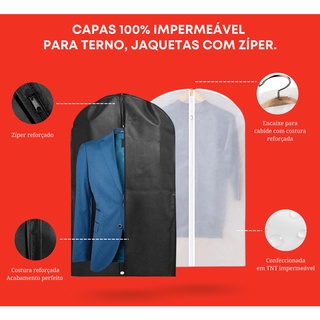 Capa Saco Protetor De terno Jaqueta Blazer Com Zíper e Alça Antimofo opção de cor