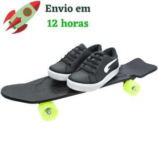 Tênis Skate + Brinde Skate Masculina Infantil Calçado Econômico OLIMPÍADA Preto 40006s (1)