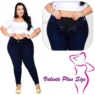 Calça Jeans Plus Size Com Cinta Modeladora Azul Marinho Elastano 46 ao 56