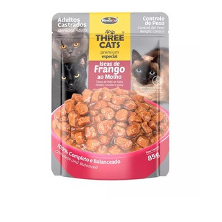 Sachê Three Cats para Gatos Adultos / Sache Premium Sabor Carne/Frango/Castrados (1)