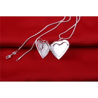 Colar Com Pingente/Medalhão De Coração Prateado Para Aniversário/Namorados (5)