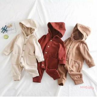 ✪B-BAutumn Winter Rompers Newborn Baby Boy Girls Cotton Long Sleeve Hooded Bodysuit Romper Outfits Clothes For 3-18M