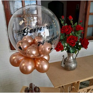 KIT - 25 Balão Rose Gold + 2 Balão Bubble transparente (2)
