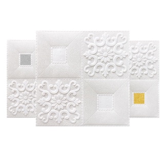 【BR Stock】3D Wallpaper 4mm Auto-Adesivo de parede 3D Papel de parede Tijolo Branco Antimofo Decoração de Quarto (1)
