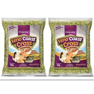 Feno Coast Cross Super Premium Para Roedores Majestic Pet 2 Pacotes 1kg