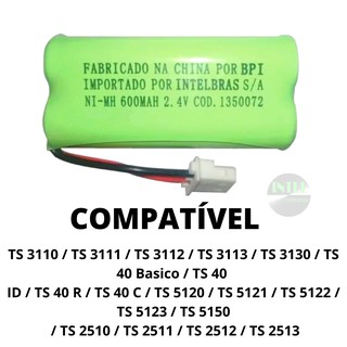 Bateria Recarregável Para Telefone Sem Fio Intelbras Original TS 40, TS 40 R, TS 40 ID, TS 40 C, TS 40 SE, TS 40 SE DUO, TS 40 TRIO, TS 60