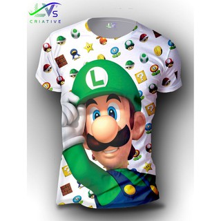 Camisa Camiseta Luigi Super Mario Bros Nintendo Estampa Total SMB4
