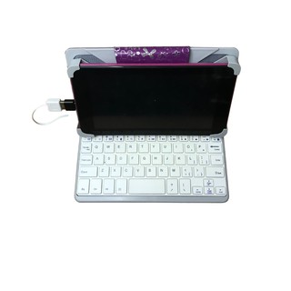 Capa Para Tablet Roxa 7 Polegadas Com Teclado + Otg + Caneta Touch Grátis