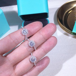 Anel De Diamante De Neve Tiffany De Prata Esterlina S925 / Anel De Diamante Para Casamento
