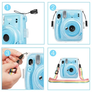 Case Bolsa Capa Para Câmera Polaroid Instax Mini 11 Transparente Cristal Com Alça (7)