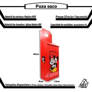 Puxa Saco Porta Sacolas Decorado Mickey Minnie Disney (4)