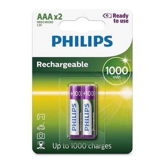 Pilha Recarregavel AAA Philips 1.2V 1000mAh HR03 Blister com 2 Unidades