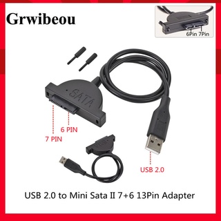 GRWIBEOU USB 2.0 Para Mini Sata II 7 + 6 13Pin Adaptador Laptop CD/DVD ROM Unidade Slimline Cabo Conversor Parafusos SteadY