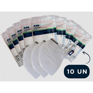 Kit Com 10 Mascaras de Proteção Respiratória Hospitalar PFF2 N95 Com ANVISA KSN
