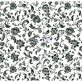 Tecido Tricoline Floral Isis (Branco/Preto), 100% Algodão, Unid. 50cm x 1,50mt