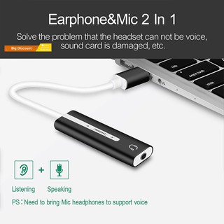 (Xp)☞Adaptador De Microfone E Fone De Ouvido Áudio 2 Em 1 USB Para 3.5mm 7.1