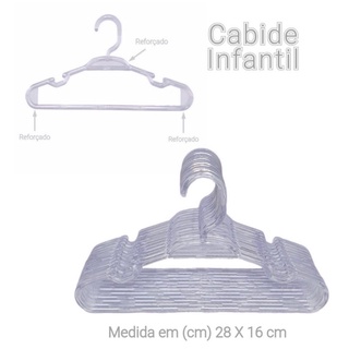 Kit 12 Cabides Cristal Transparente Bebê E Infantil