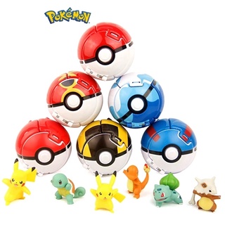 Pokeball Bola de Lançamento Automático Com Boneco Surpresa Pokebola Pokemon Pikachu