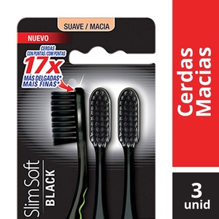 Escova Dental Colgate Slim Soft Black kit com 3 Unidades