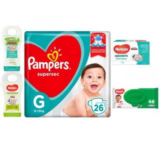 Kit Cha De Bebe Fralda Pampers P, Lencinho, Shampoo, Condicionador, sabonete Infantil (1)