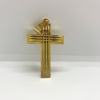 Pingente Crucifixo 3D Cruz Grande Dourado Aço 30mmx 45mmx5mm