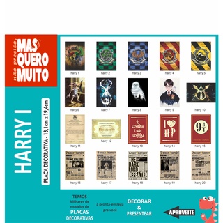 HARRY de 01 a 50 - Placa decorativa Geek- Presente