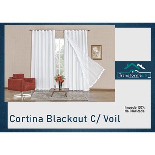 Cortina Blackout Com Voil P/ Janela 2,80m X 1,80m + Brinde (2)