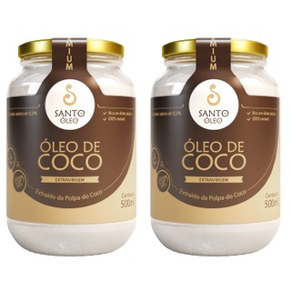 Óleo de Coco Extra Virgem (kit c/ 02) Premium da Polpa 500ml Santo Óleo