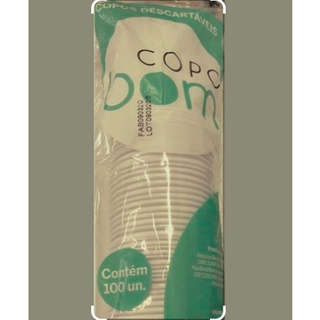 Copo Descartavel 200ml Branco - PS COPOBOM- manga c/100un