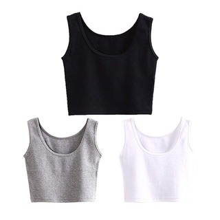 Promoção Kit 3 Blusas Cropped Regata Lisa Liso Algodão Premium Blusinha Camiseta Feminina Tshirt