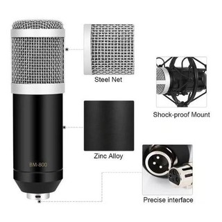 Kit Microfone Estúdio Profissional + Suporte Móvel + Pop Filter BM800P2 3.5 (7)