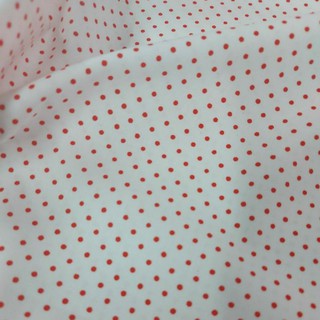 Tecido Tricoline fundo Branco com bolinhas vermelha 0.50 cm X 1.50 metro