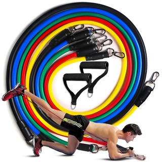 Kit Extensor Elastico Extensores 11 Pecas Exercicio Musculacao Fitness Pilates