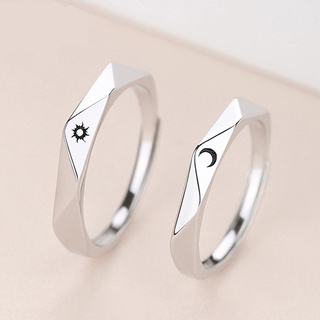 [ZOMI] Design prismático de lua / sol com conjunto de anel ajustável para casal anel