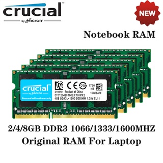 Crucial Ddr3 4GB 8GB 2GB 1066/1333/1600mhz Laptop Ram Ddr3L Pc3- 12800s Memória SODIMM