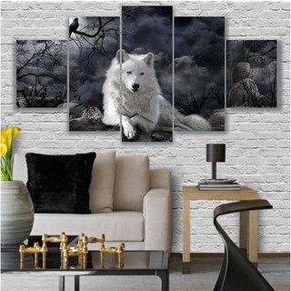 Quadros Decorativos Lobo Branco Mosaico 115x60cm