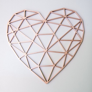Coração Geométrico 3D em Rose Gold - Quadro Decorativo - Henry Decor