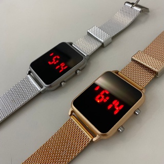 Relógio de Pulso Feminino Led Digital Unisex Moda Rosé Prata e Dourado