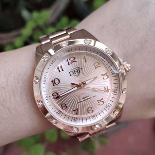 DHP Relógios femininos à prova d'água em formato de coração com cristal pulseira de metal lindo Tamanho médio (6)