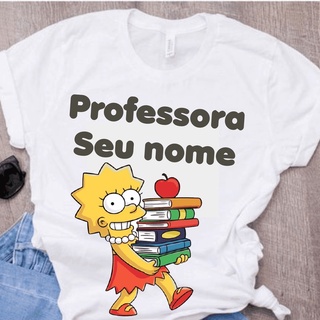 Camiseta Lisa Professora Seu Nome Personalizado Feminina