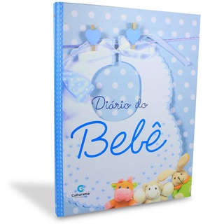 Diário dia a dia do bebe Azul com espaço para anotações e fotos Livro Mamãe Menino Recordações diario