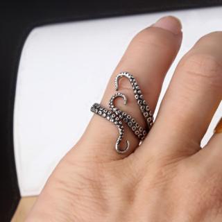 New Fashion Girls Accessories Vintage Opening Ring Male Octopus Silver Plated Ring Animal Irregular Ring