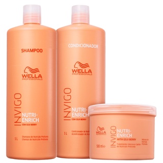 Kit Wella Invigo Nutri Enrich Shampoo E Condicionador 1 Litro Cada E Mascara Enrich 500 ML