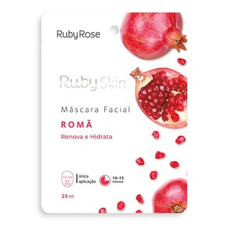 Máscara Facial de Tecido Romã Ruby Rose HB700