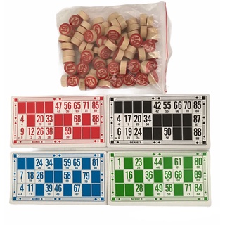 Jogo de Bingo com 48 Cartelas numeradas e 90 pedras números de madeira