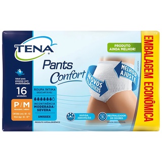 Calça Roupa Íntima Tena Pants Confort Tamanho P/M 16 Fraldas Geriátricas Descartável (1)