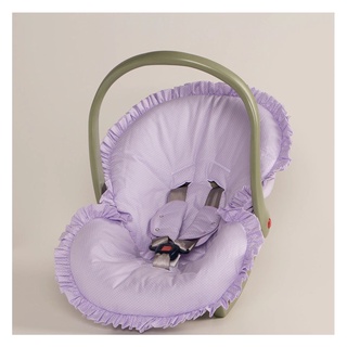 Capa para Bebê Conforto de Menina Poá Lilás + Protetor de Cinto - PRONTA ENTREGUE