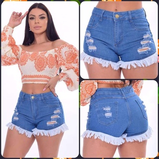 Short Jeans Feminino Plus Size até a 50 com lycra elastano Preto Primavera verão (6)