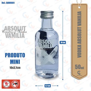 Absolut Vanilia Vodka 50ml Mini Miniatura Garrafa Original 50 ml - Degustação - Decoração - Coleção - Presente (2)