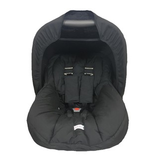 Forro acolchoado para aparelho bebê conforto com protetores para o cinto e mais capota solar cor preto